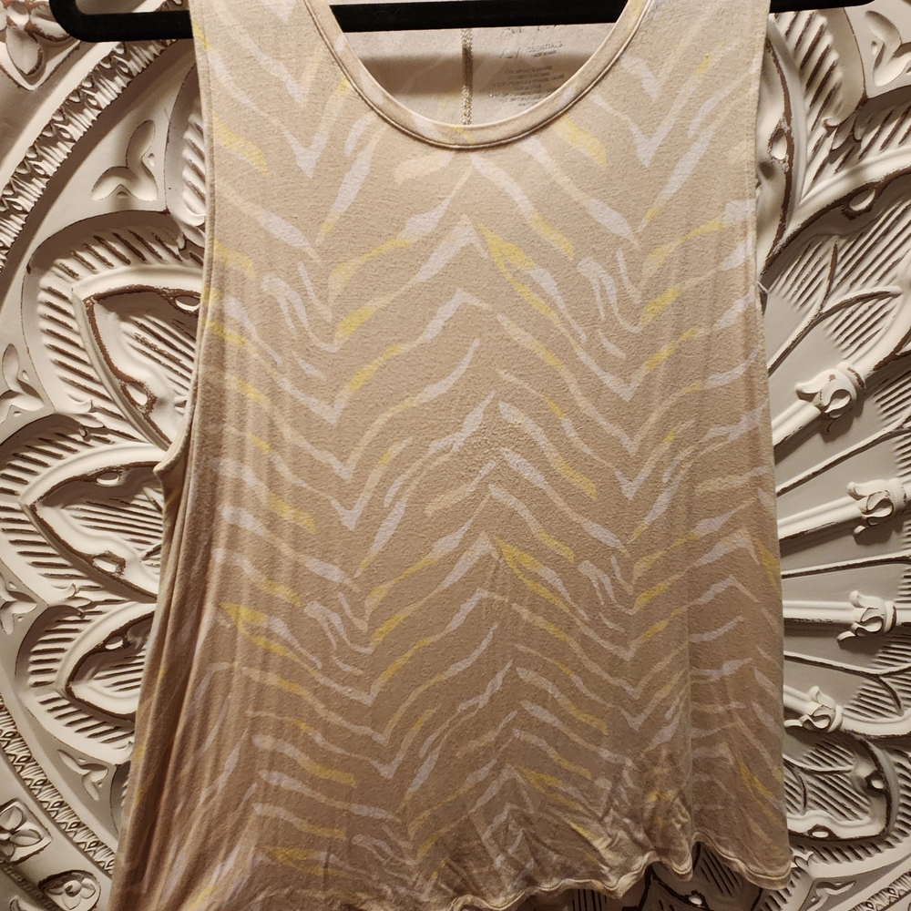 Apt. 9 Tan and Yellow Patterned Tank Top